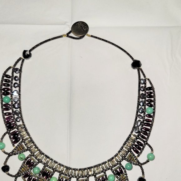 Unique Statement Choker! Peridot/Turquoise/Tahitian Pearl & Beads - Picture 5 of 5